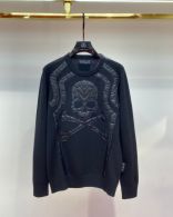 フィリッププレイン 偽物 見分け方 カシミヤトップス 長袖セーター キラキラ ブラック
