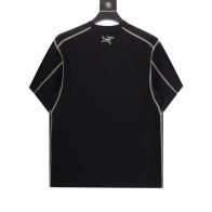 arc teryx シャツｎ級品 シンプル 半袖 コットン 純綿 ランニング ゴールドロゴ ブラック