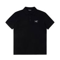 アークテリクスポロシャツ偽物 シンプル 半袖ポロシャツ 綿100% 無地 2色可選 ブラック