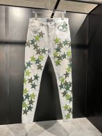 アミリアメリカミズアブ 利用スーパーコピー デニム生地 人気品 ズボン メンズ グリーンの星プリント ホワイト