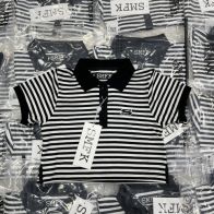 SMFKtシャツアメカジ激安通販 短袖トップス 激安品 カジュアルTシャツ 縞 ファッション ブラック