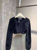 大活躍 SMFKセーター素材ｎ級品 暖かい ウール 柔らかい ショット セクシー シンプル ブラック