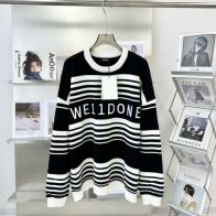 WE11DONE 超激得新品 ウェルダン 日本語ｎ級品 暖かい セーター ニット トップス 縞 ゆったリ ブラック