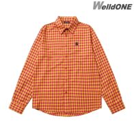 WE11DONE 早秋服 ウエルダンとは激安通販 カジュアルシャツ トップス 格子模様 ファッション オレンジ