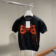 アクネストゥディオズ セーター レディースｎ級品トップス 個性的 24年夏新款 純綿 ニット 半袖 蝶結び ブラック