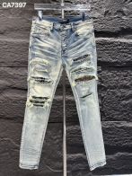 amiriジーンズスーパーコピー デニム ズボン 美脚 パンツ ダメージを施し 目立ち 柔らかい 快適 ファッション 薄いブルー