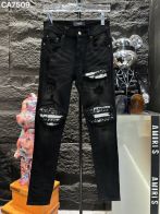 AMIRI 夏新作 ズボン染める激安通販 デニム 通学 芸術 ジンーズ パンツ ダメージを施し 大人気 ブラック