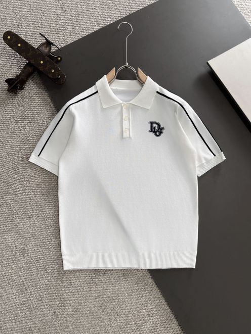 赤字超特価2024 ディオール tシャツ 新作Ｎ級品 短袖 トップス 純綿 襟 ゆったり 高級品 メンズ ホワイト