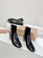 ミュウ ミュウ ブライダル シューズＮ級品 ブーツ 4㎝ヒール 牛革 ゆったり 優雅 美脚 レディース ブラック