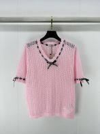 miumiuセーター激安通販 柔らかい ニット 半袖 セーター トップス 蝶結び 新品 ファッション ピンク