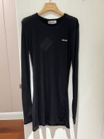 ミュウミュウ服Ｎ級品 ワンピース ルームウェア下着 スリップドレス 柔らかい 長袖 薄い シンプル ブラック