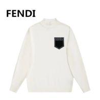 フェンディ レディース ニットＮ級品 ニット トップス アウター 柔らかい 暖かい ハイネック 刺繍 メンズ 通気性いい ホワイト