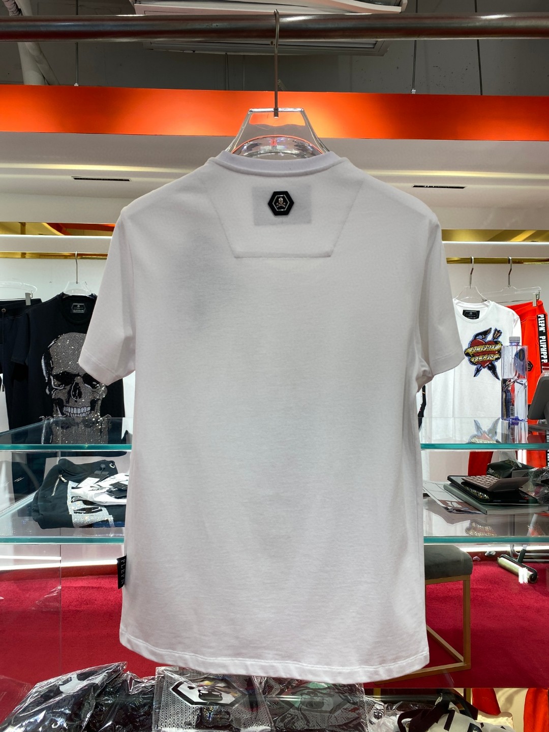 フィリッププレインシャツ偽物 半袖シャツ グリーンドクロプリント ホワイト_2