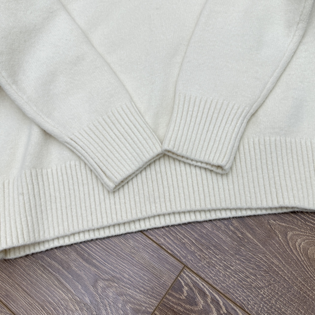 アミリセーター メリヤス編みスーパーコピー 暖かい ハット タートルネックセーター ゆったり 高級品 ホワイト_6