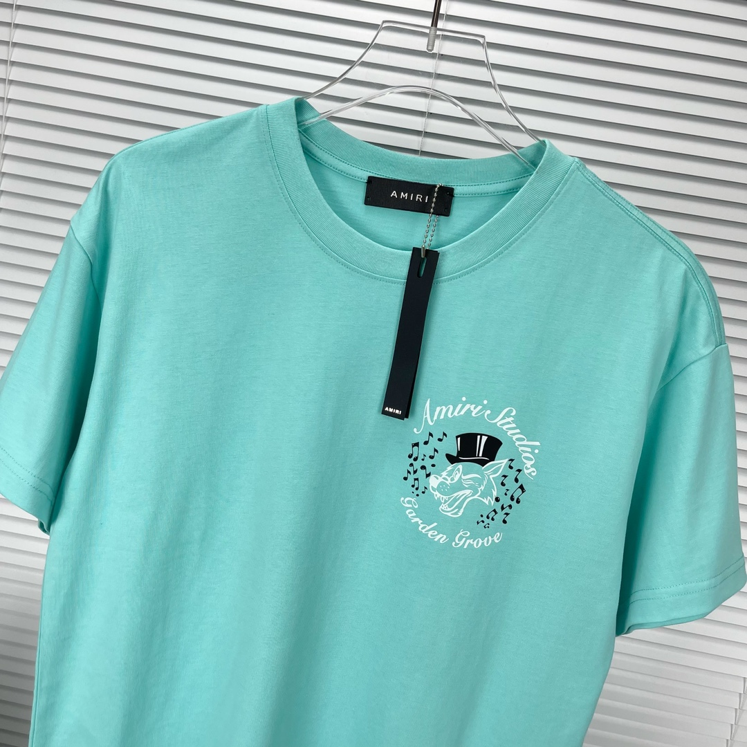 アミリtシャツ アミパリスーパーコピー 半袖 無地 純綿 Tシャツ 春夏服 通気性が良く 4色可選 ブルー_3