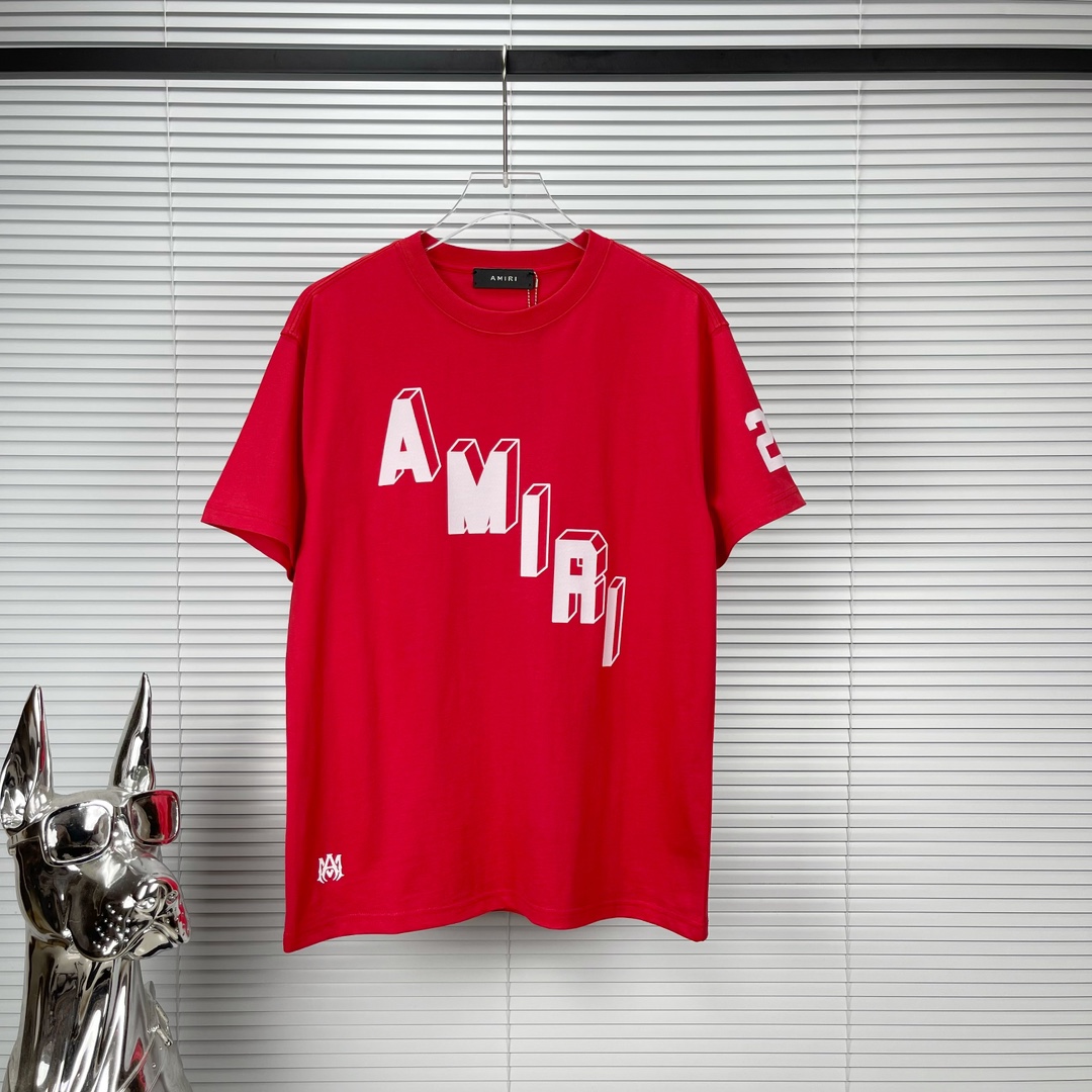 tシャツ amiparisアミリ激安通販 シンプル 半袖 純綿Tシャツ 春夏 カップル 4色可選 レッド_1