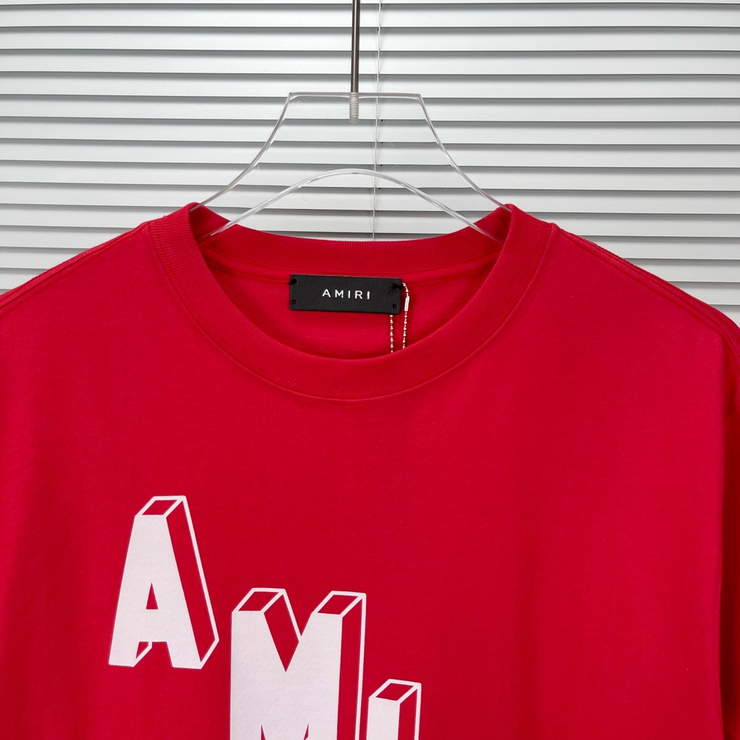 tシャツ amiparisアミリ激安通販 シンプル 半袖 純綿Tシャツ 春夏 カップル 4色可選 レッド_2