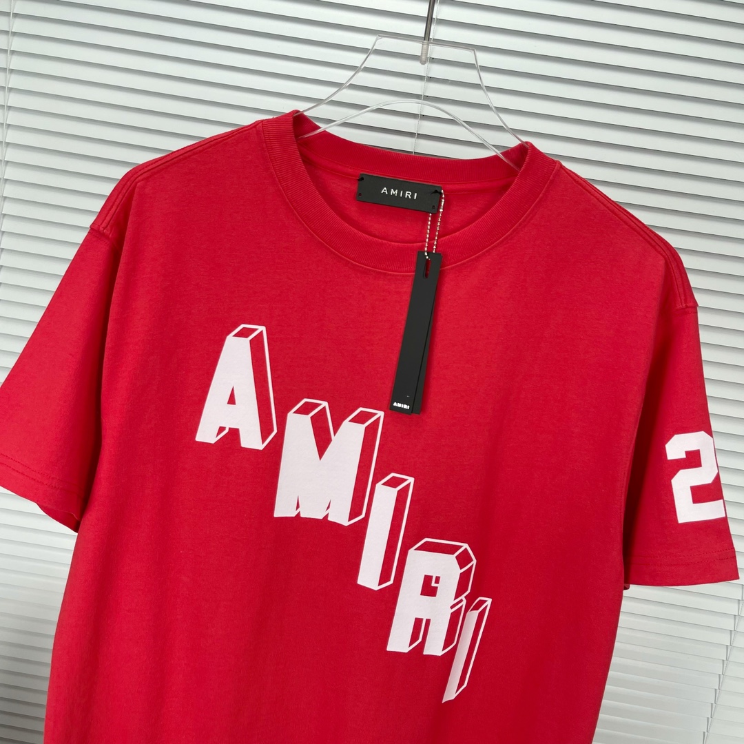 tシャツ amiparisアミリ激安通販 シンプル 半袖 純綿Tシャツ 春夏 カップル 4色可選 レッド_3