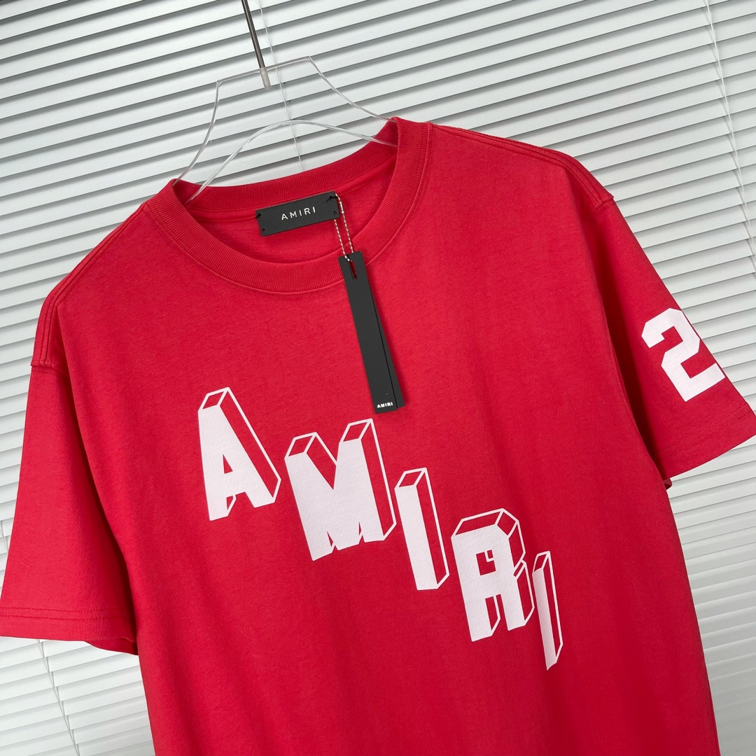 tシャツ amiparisアミリ激安通販 シンプル 半袖 純綿Tシャツ 春夏 カップル 4色可選 レッド_4