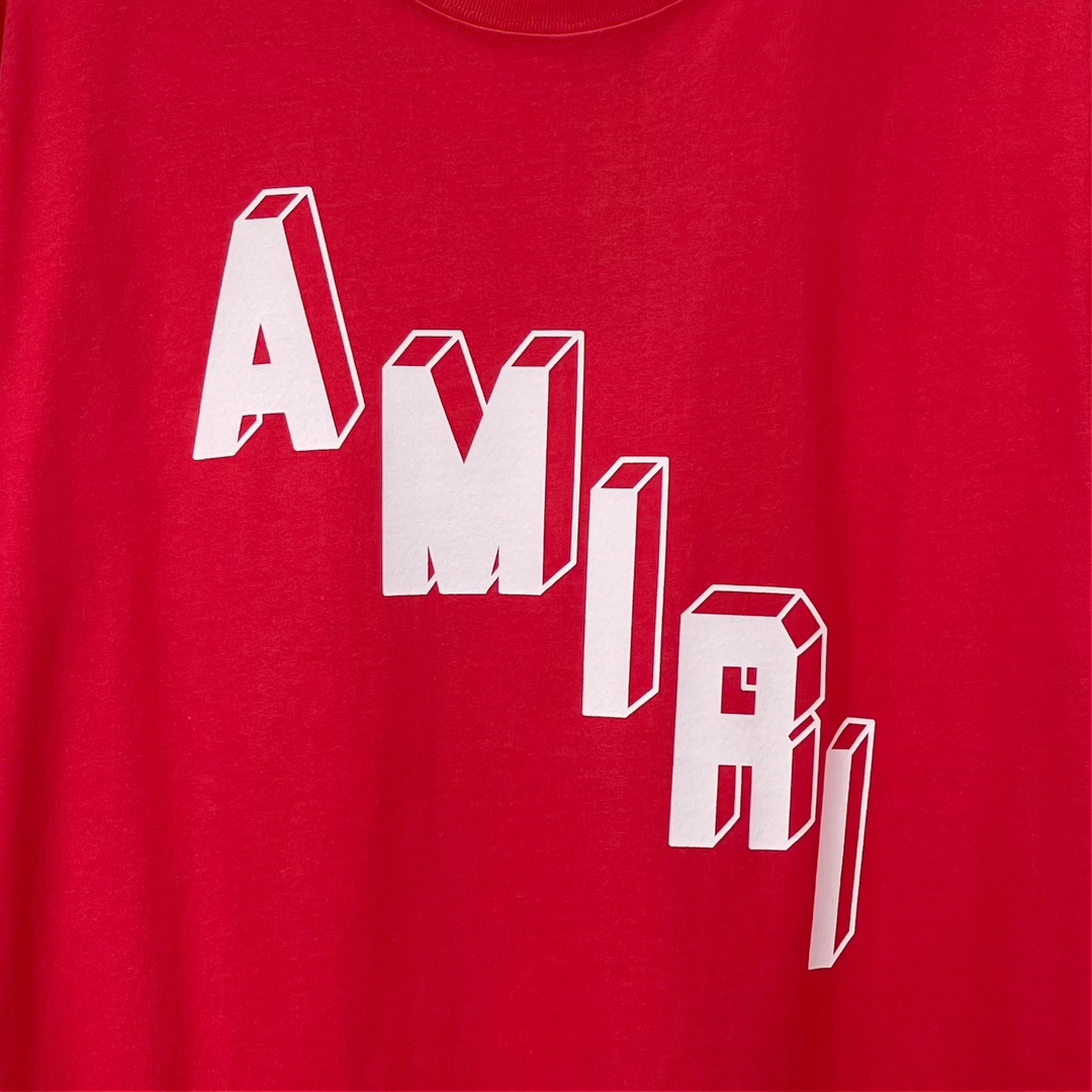 tシャツ amiparisアミリ激安通販 シンプル 半袖 純綿Tシャツ 春夏 カップル 4色可選 レッド_6