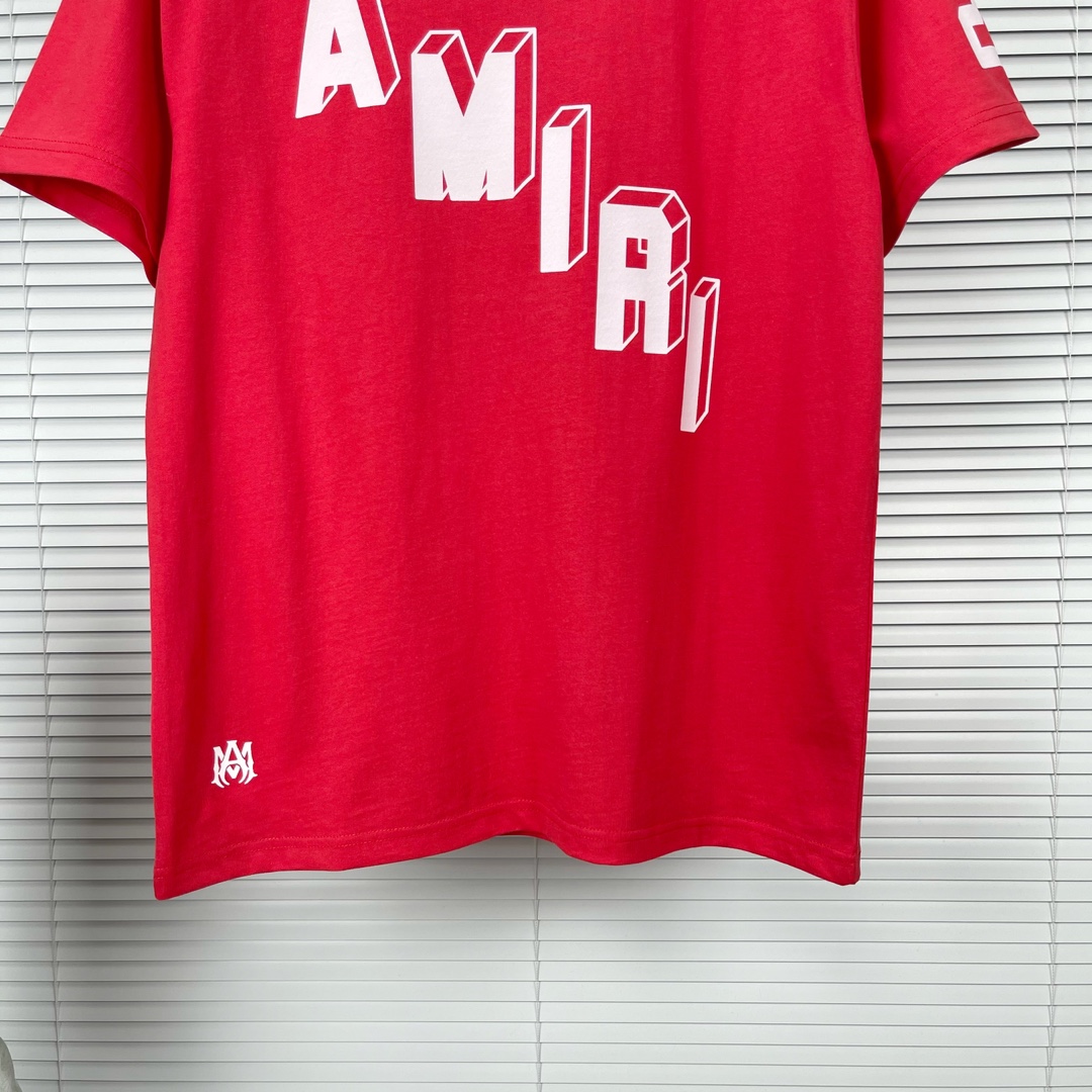tシャツ amiparisアミリ激安通販 シンプル 半袖 純綿Tシャツ 春夏 カップル 4色可選 レッド_7