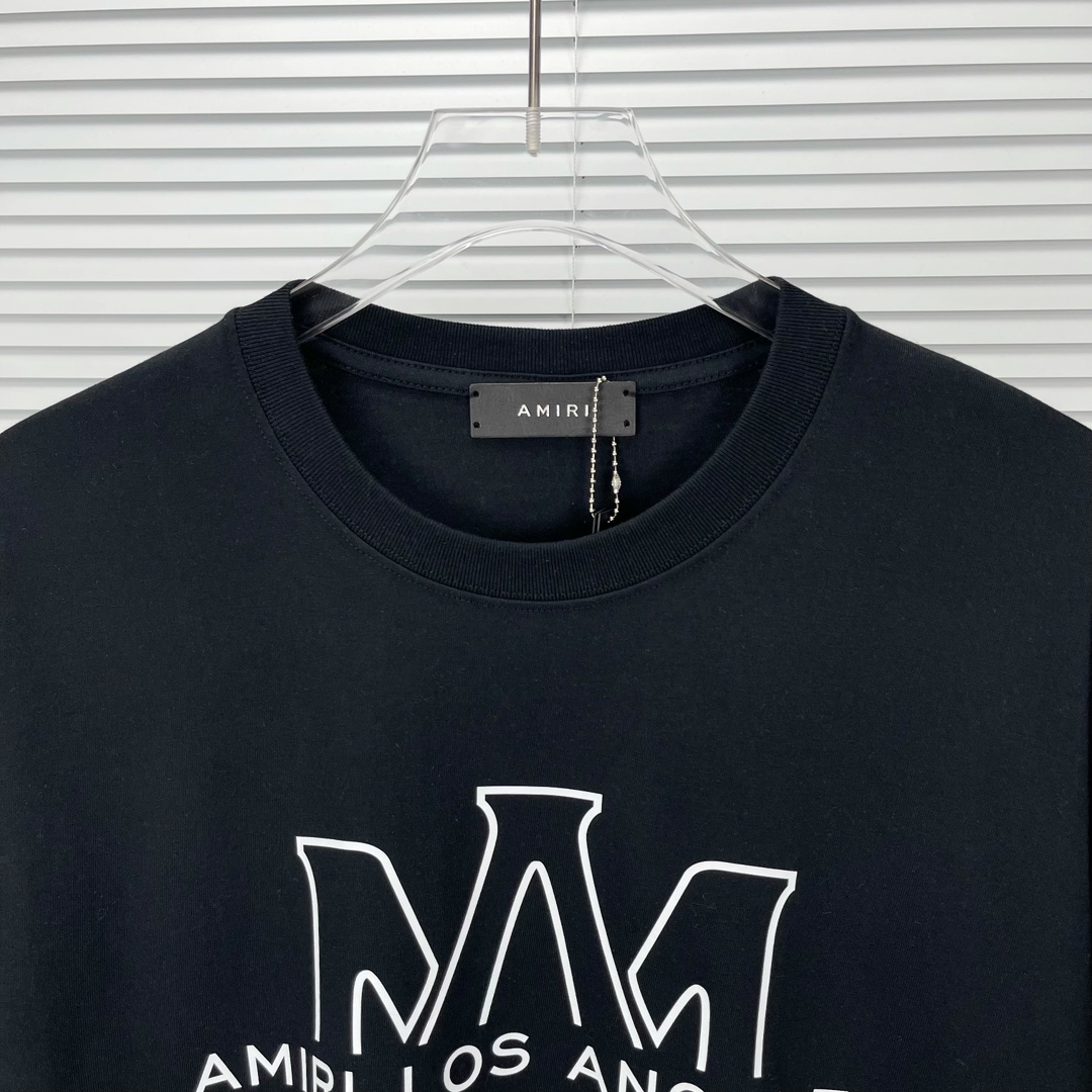 激安品！amiri チェックシャツｎ級品 半袖Tシャツ 夏 綿 100%  2色可選 ブラック_2