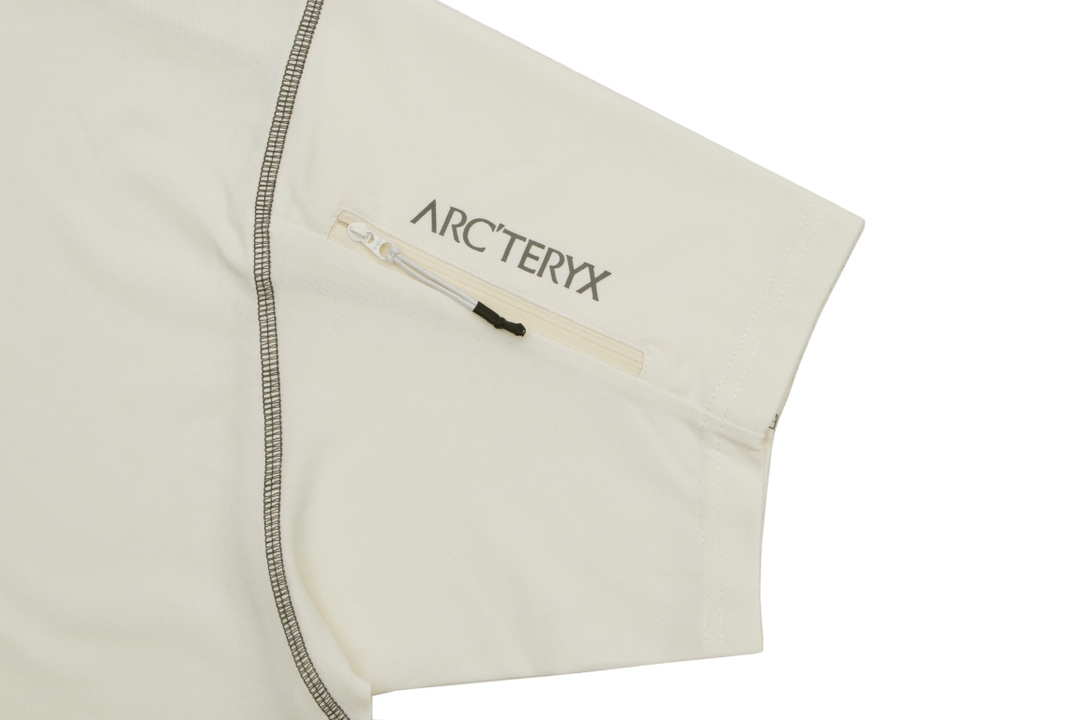 arc teryx t シャツ偽物 シンプル 半袖 コットン 純綿 ランニング シルバーロゴ ホワイト_5