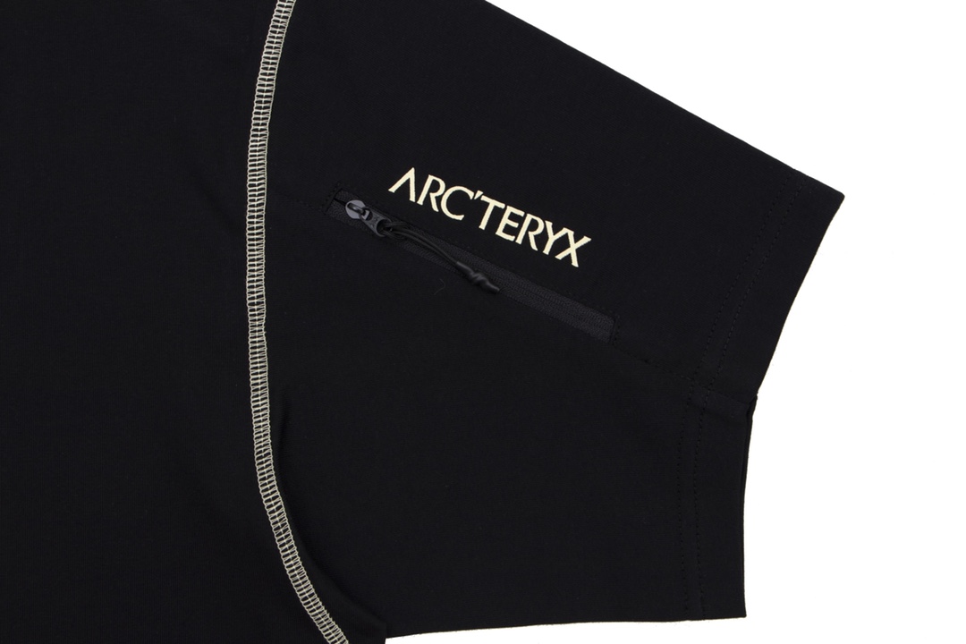 arc teryx シャツｎ級品 シンプル 半袖 コットン 純綿 ランニング ゴールドロゴ ブラック_7