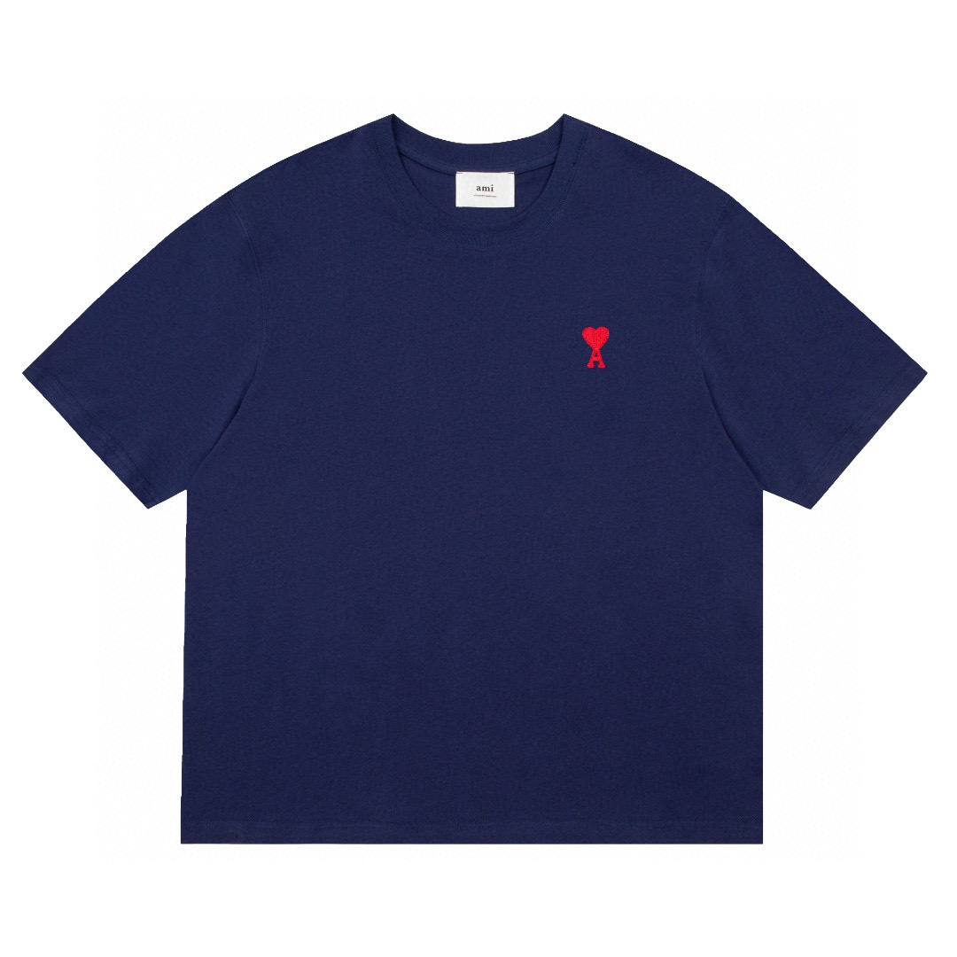 人気品 tシャツ アミ偽物 Tシャツ トップス 限定 シンプル 短袖 ファッション ブルー_1