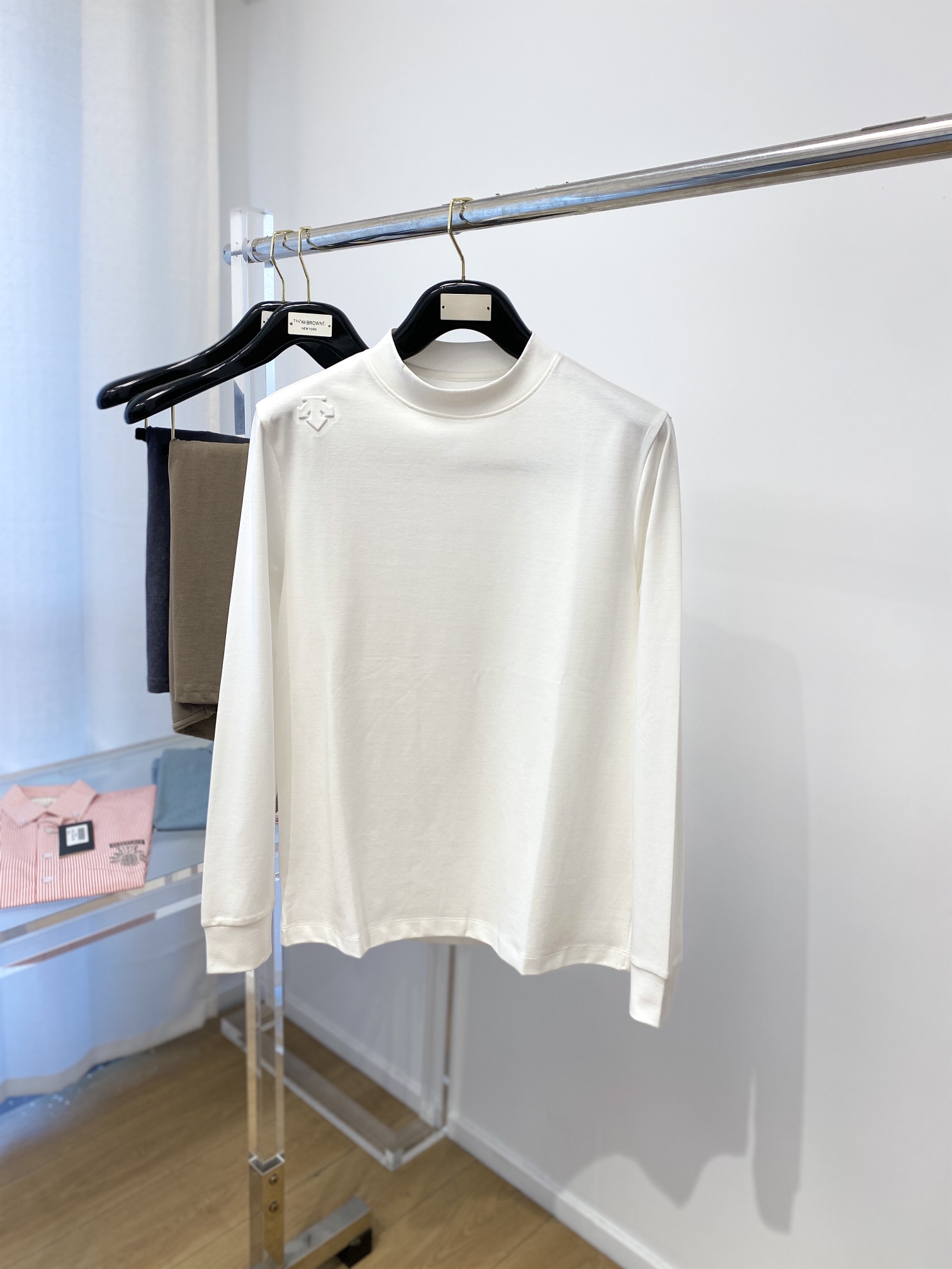 メンズ デサントtシャツ偽物 シンプル 柔らかい 長袖 トップス 純綿 3色可選 ホワイト_1