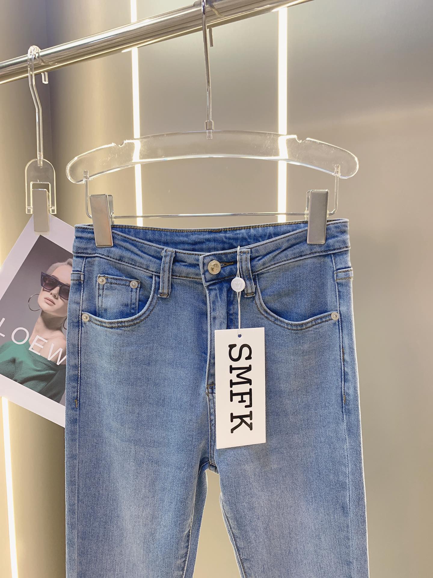SMFKジーンズもどきスーパーコピー ゆったり ラッパ形ズボン 柔らかい デニム 快適 ファッション ブルー_2