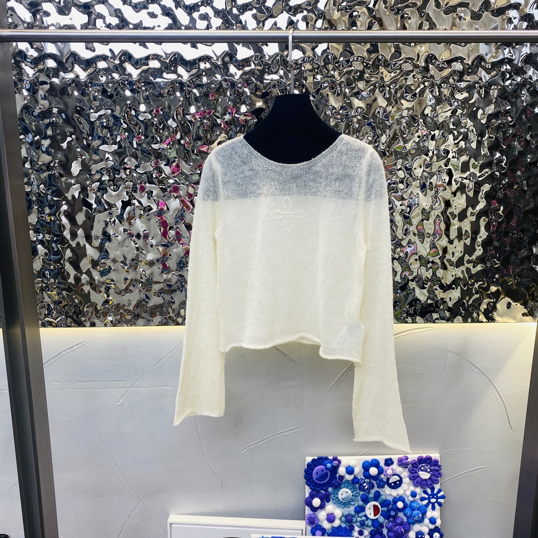 SMFKセーター amiコピー 長袖トップス ファッション ニット 薄い ゆったり 透視 人気品 ホワイト_1