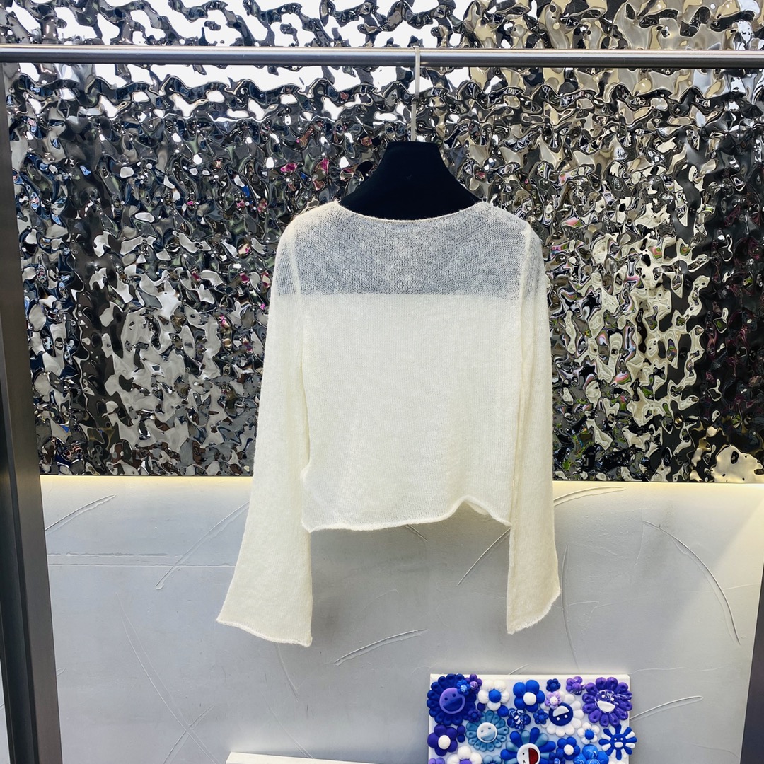 SMFKセーター amiコピー 長袖トップス ファッション ニット 薄い ゆったり 透視 人気品 ホワイト_2