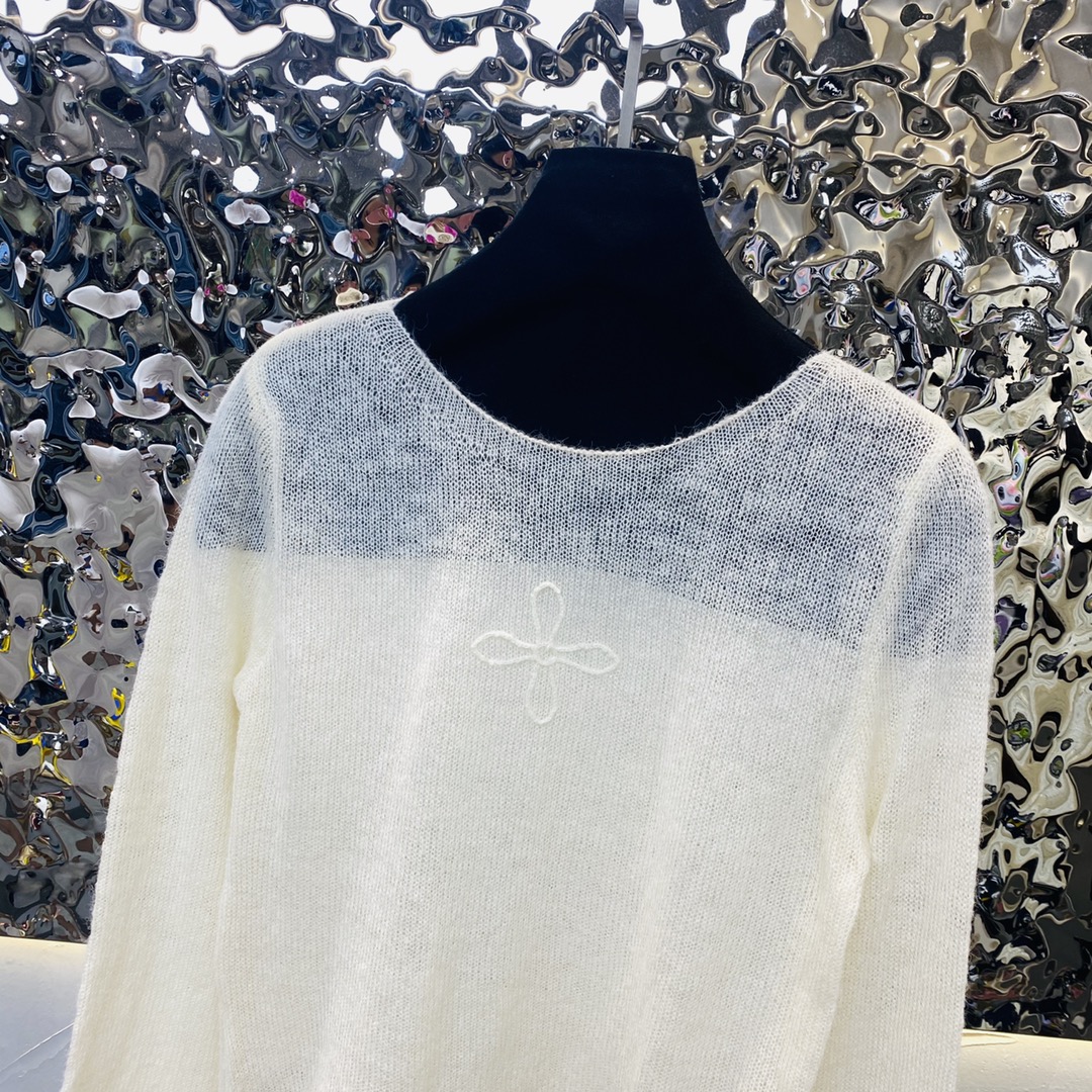 SMFKセーター amiコピー 長袖トップス ファッション ニット 薄い ゆったり 透視 人気品 ホワイト_3