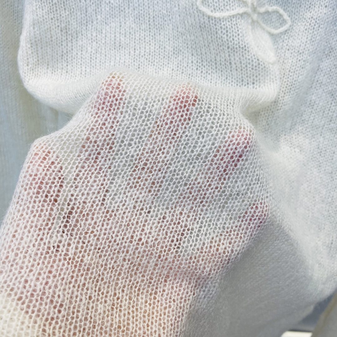 SMFKセーター amiコピー 長袖トップス ファッション ニット 薄い ゆったり 透視 人気品 ホワイト_6