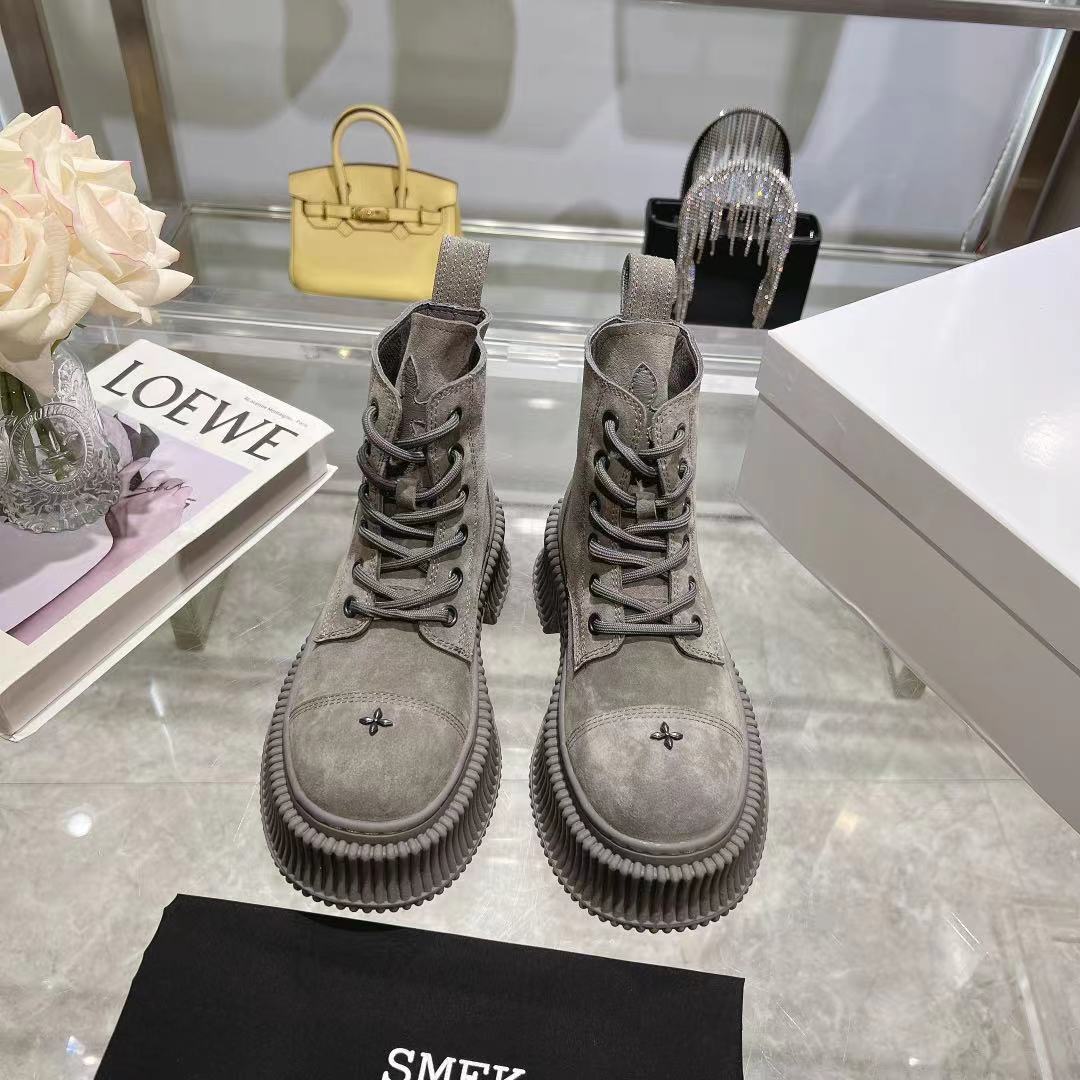 SMFKオン シューズｎ級品 抜群な存在感 カジュアル 革靴 イングランド風 ハイトップ 厚底 5色可選 グレイ_1