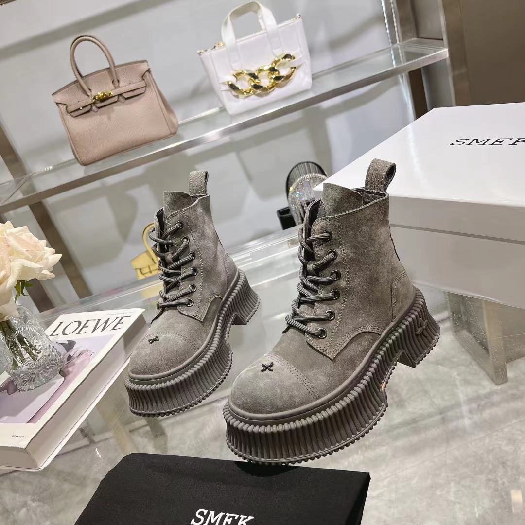 SMFKオン シューズｎ級品 抜群な存在感 カジュアル 革靴 イングランド風 ハイトップ 厚底 5色可選 グレイ_4