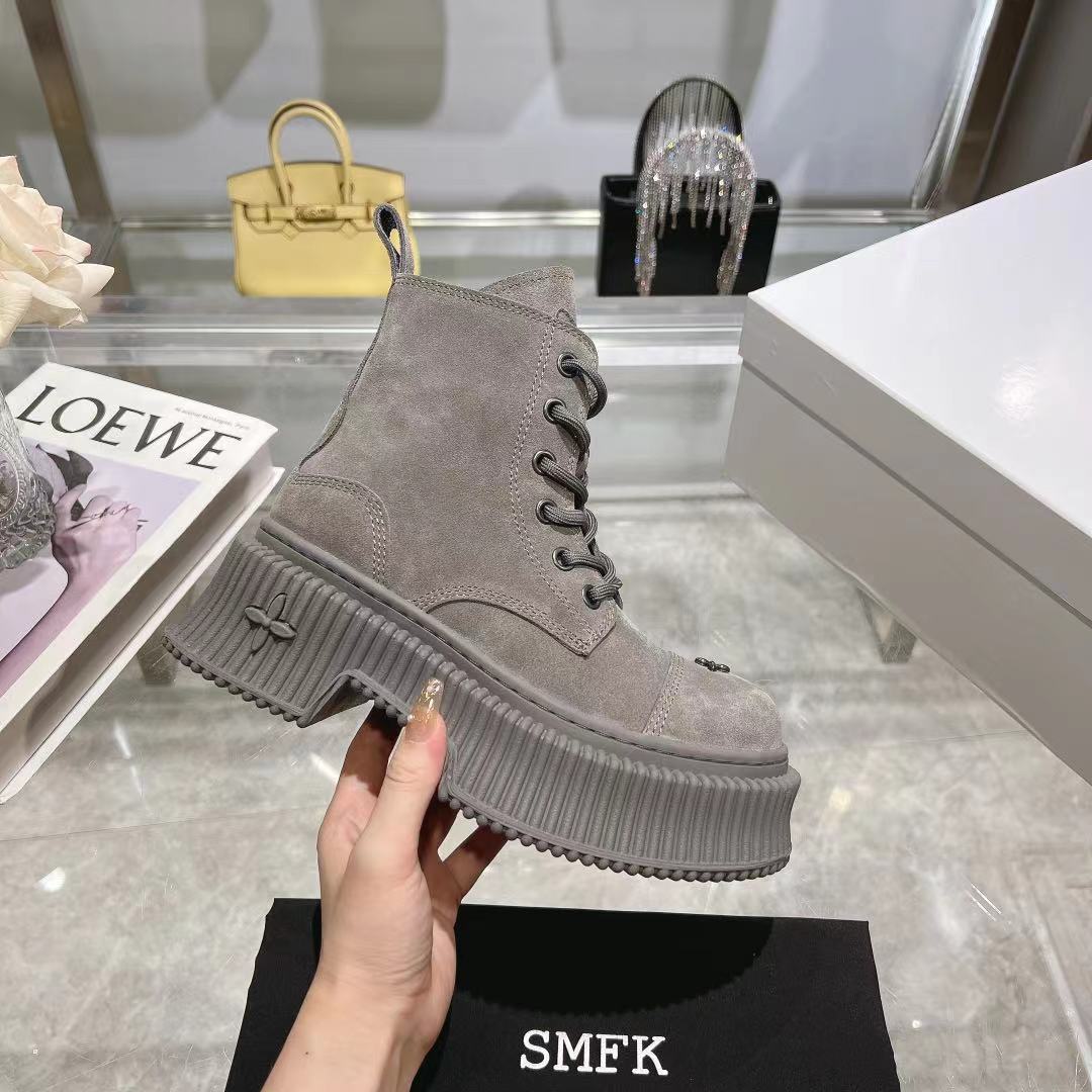SMFKオン シューズｎ級品 抜群な存在感 カジュアル 革靴 イングランド風 ハイトップ 厚底 5色可選 グレイ_7