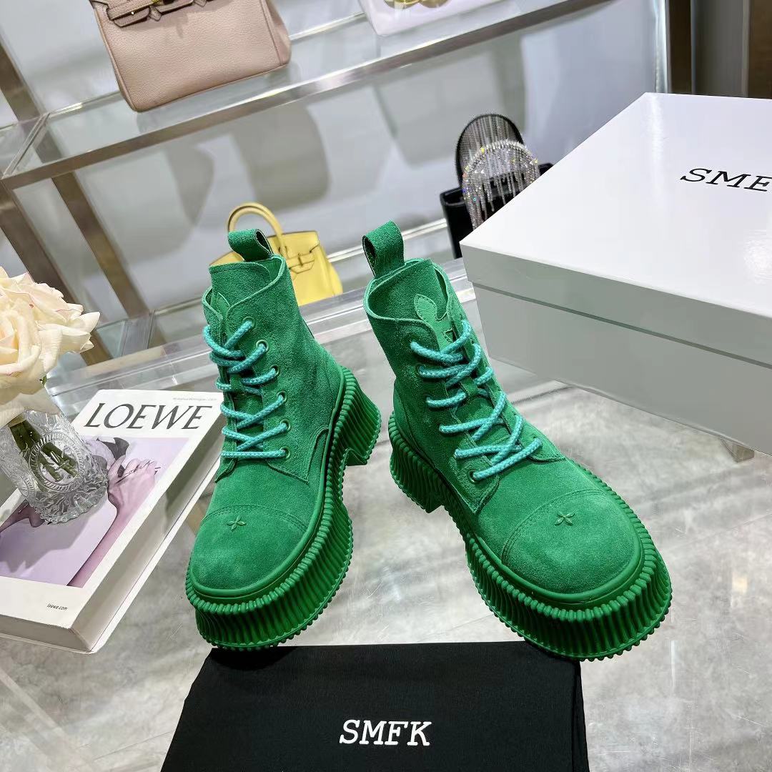 SMFKシューズ アッパーとはスーパーコピー 抜群な存在感 カジュアル 革靴 イングランド風 ハイトップ 厚底 5色可選 グリーン_2