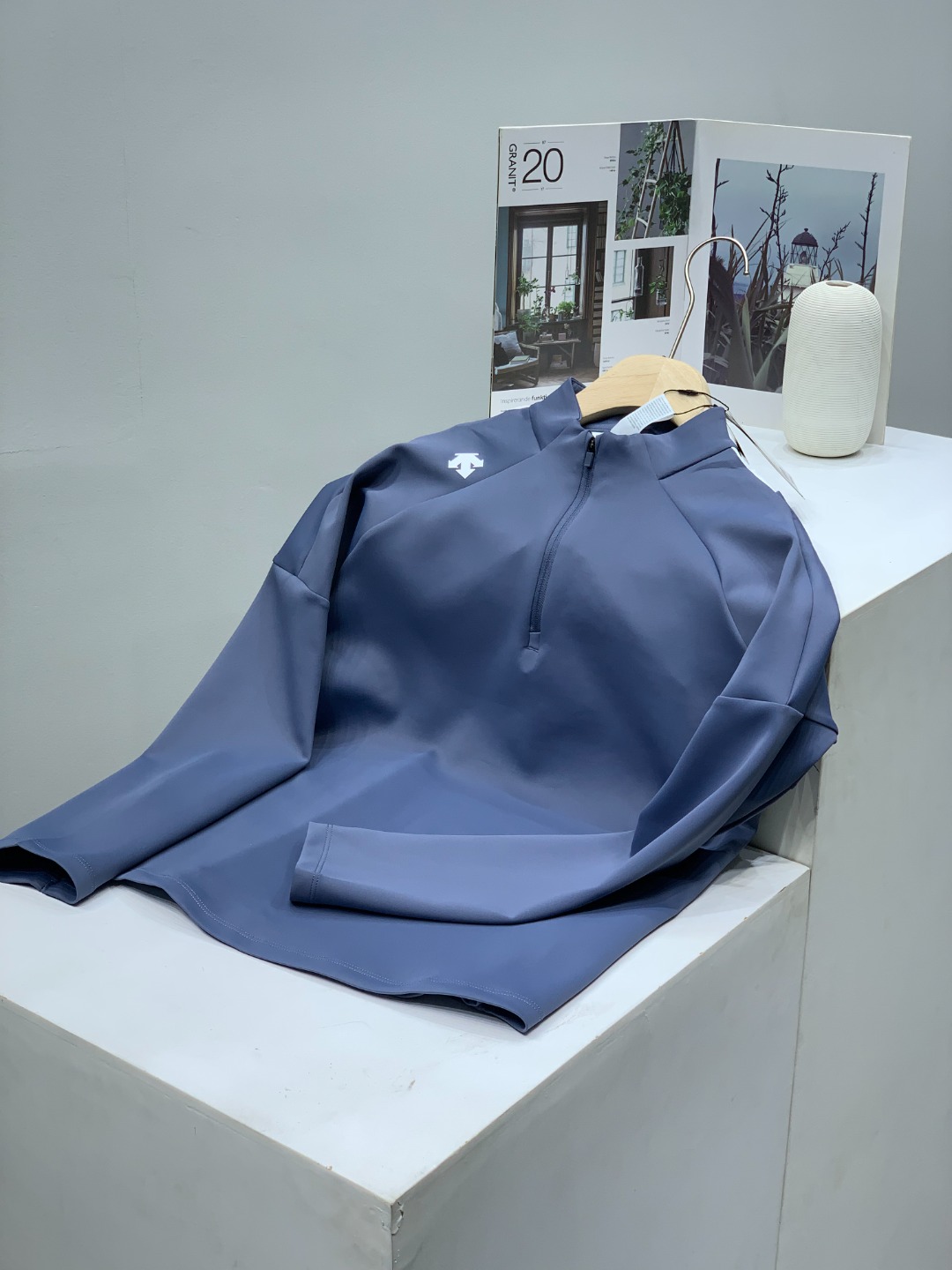 デサント チームtシャツｎ級品 シンプル  純綿 長袖トップス ゆったり ファッション 2色可選 ブルー ホワイト_1