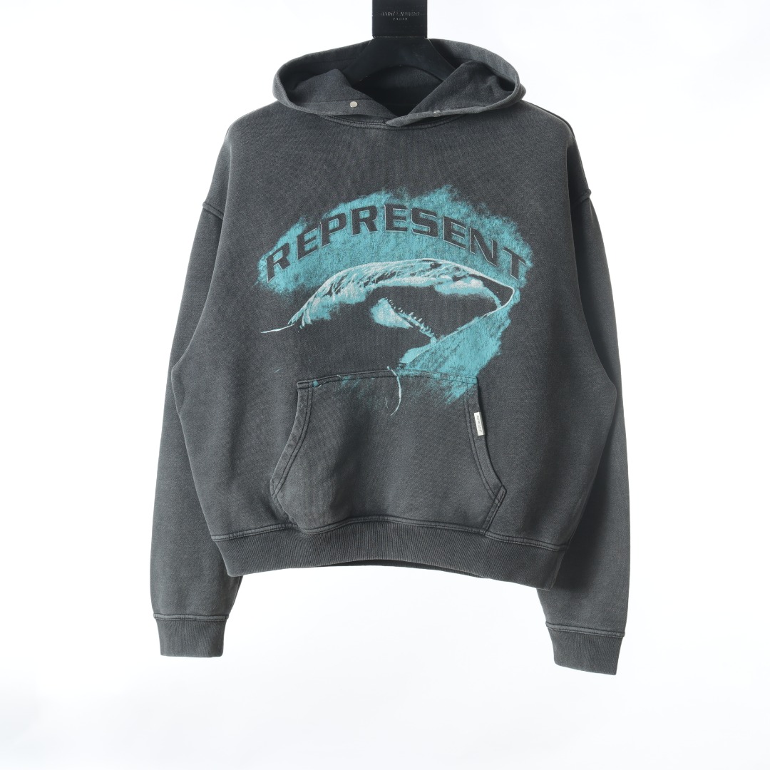 REPRESENT リプレゼント 服ｎ級品 カジュアルトップス 人気もの フード付き 純綿 サメ グレイ_1