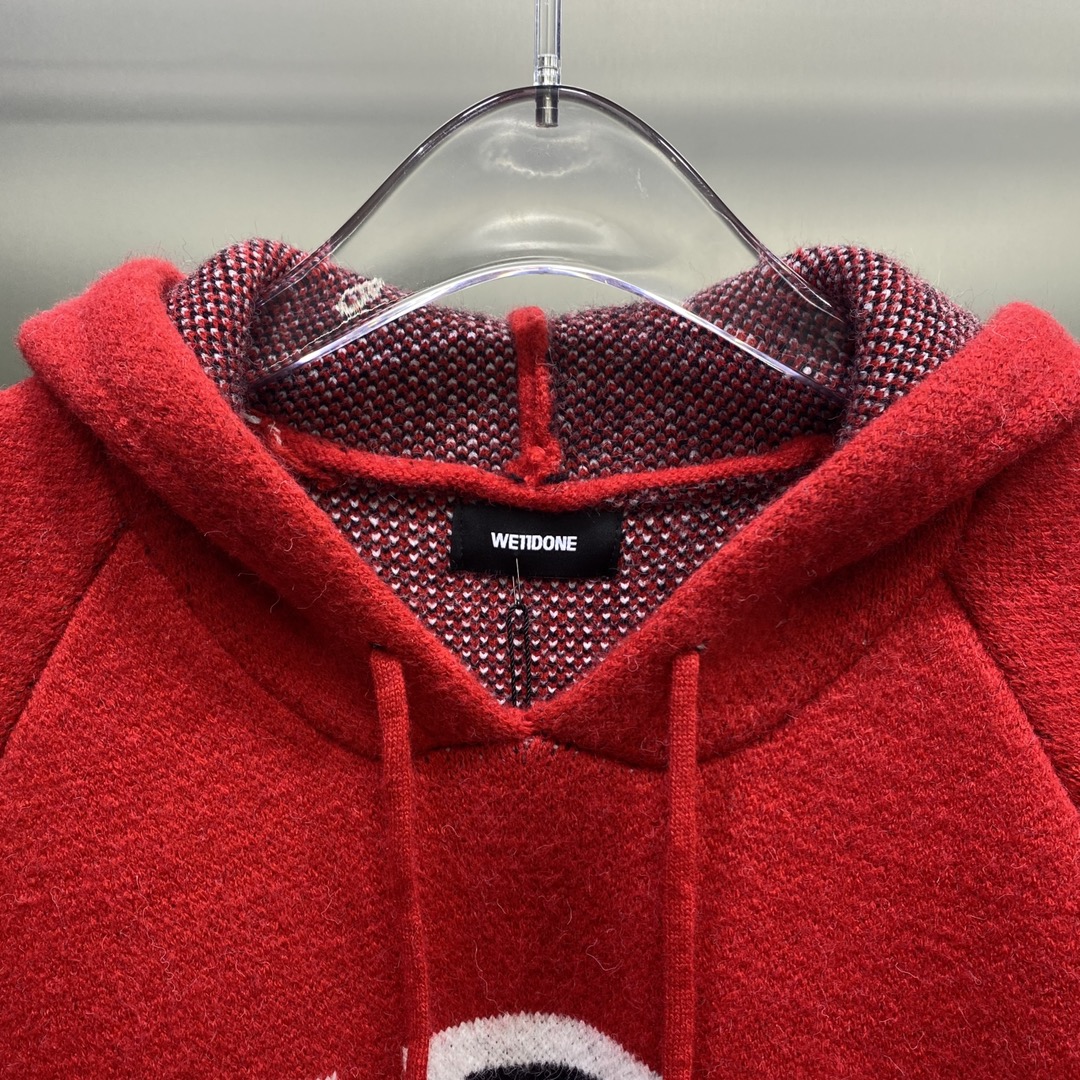 WE11DONE ウェルダン服偽物 暖かい セーター ニット トップス 品質保証 フード付き レッド_2
