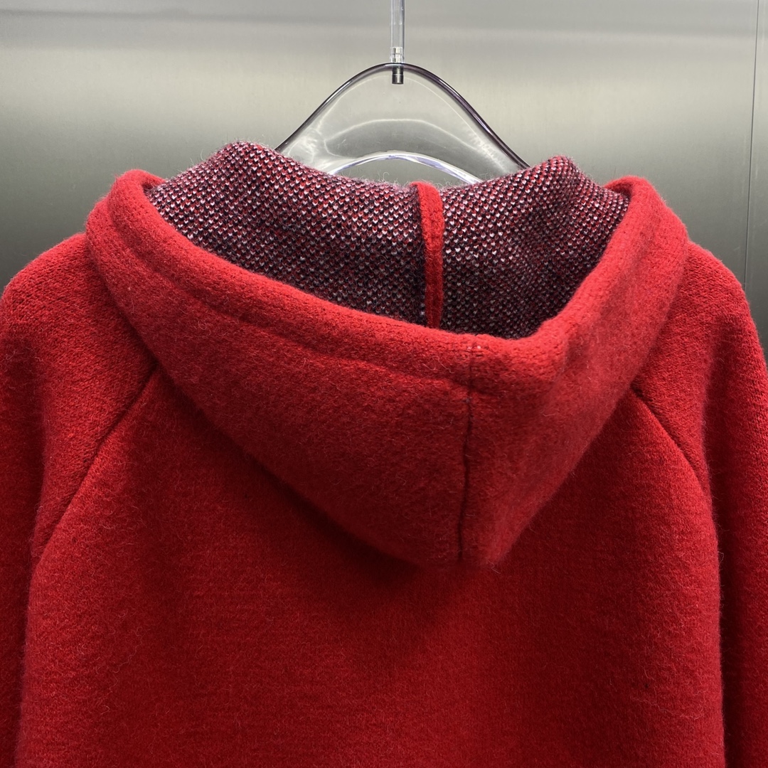 WE11DONE ウェルダン服偽物 暖かい セーター ニット トップス 品質保証 フード付き レッド_5