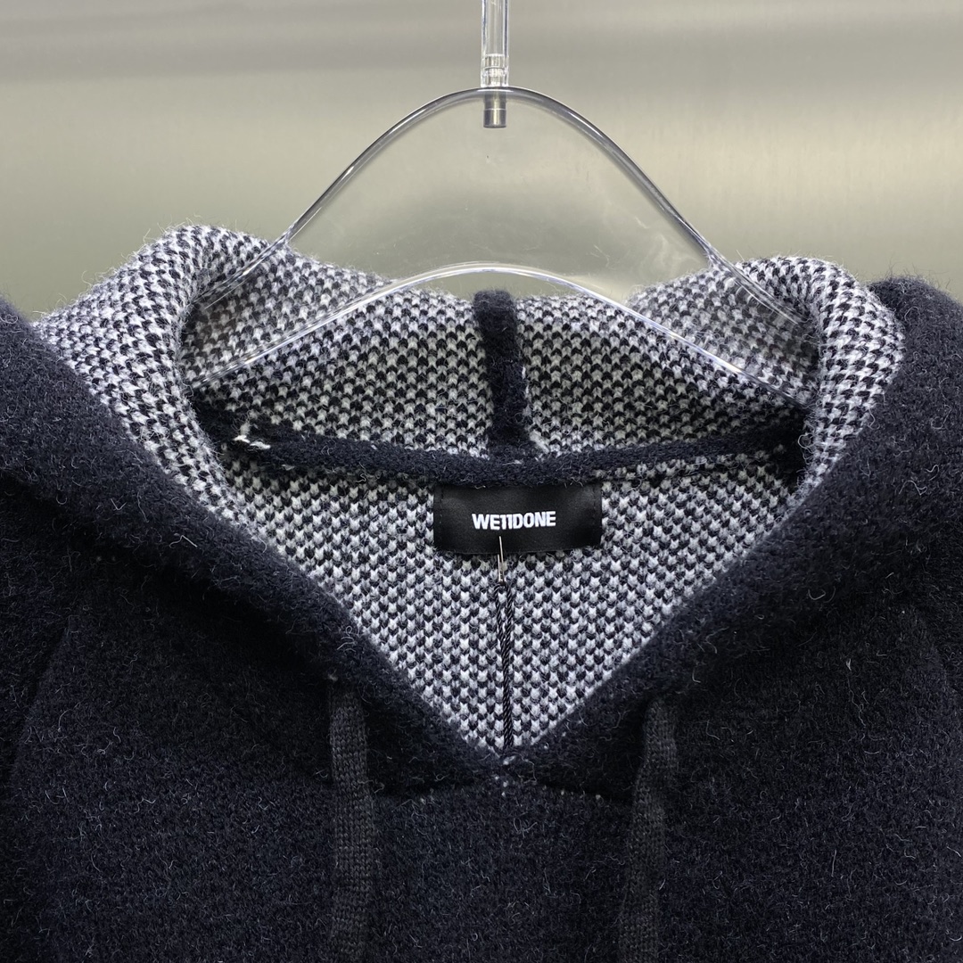 WE11DONE ダウンジャケット スウェーデンスーパーコピー 暖かい セーター ニット トップス 品質保証 フード付き ブラック_3