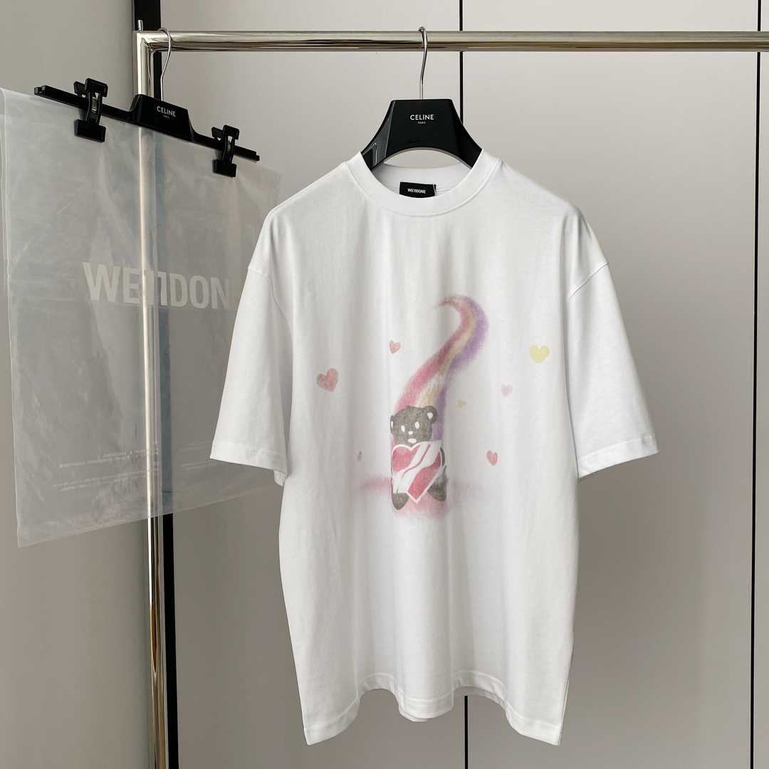 WE11DONE NEW夏のウェルダン 韓国ｎ級品 ファッション Tシャツ 純綿 トップス 男女兼用 ホワイト_1