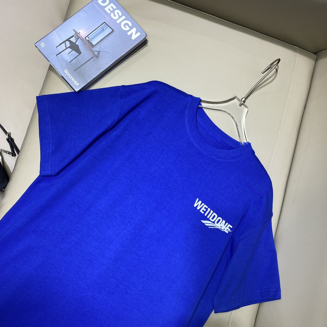 WE11DONE tシャツヘビーウェイトコピー 人気品 Tシャツ 純綿トップス シンプル ブルー_3