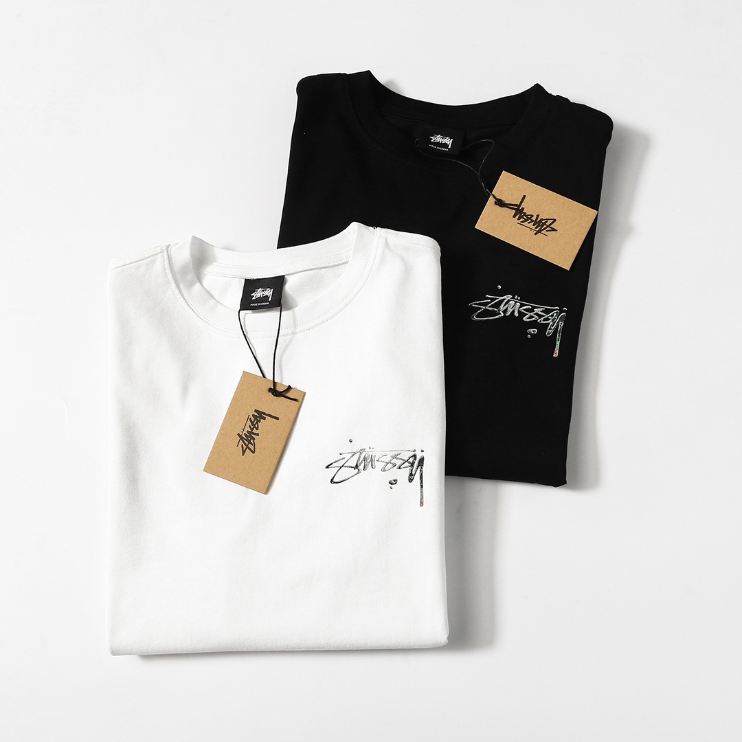 stussy ステューシー tシャツ タグｎ級品 シンプル 純綿トップス 半袖 ロゴプリント 丸首 2色可選_2