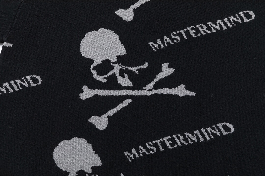 マスターマインド ジャパンｎ級品 ウール セーター トップス 柔らかい ニット 髑髏ロゴ カラフル ブラック_3