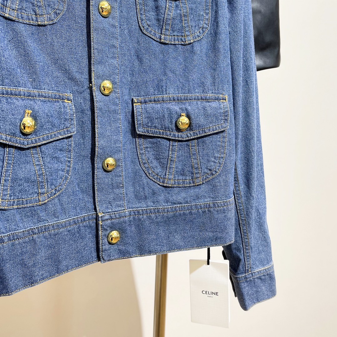メンズ セリーヌジャケット激安通販 品質保証 トップス アウター ファッション 柔らかい シンプル デニム ブルー_6