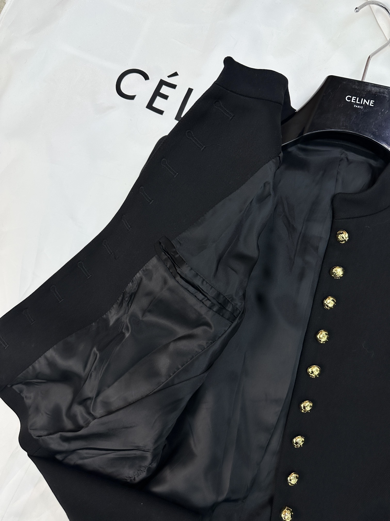 激安大特価最新作の セリーヌツイードジャケットコピー 暖かい トップス アウター ファッション 高級品 ブラック_5